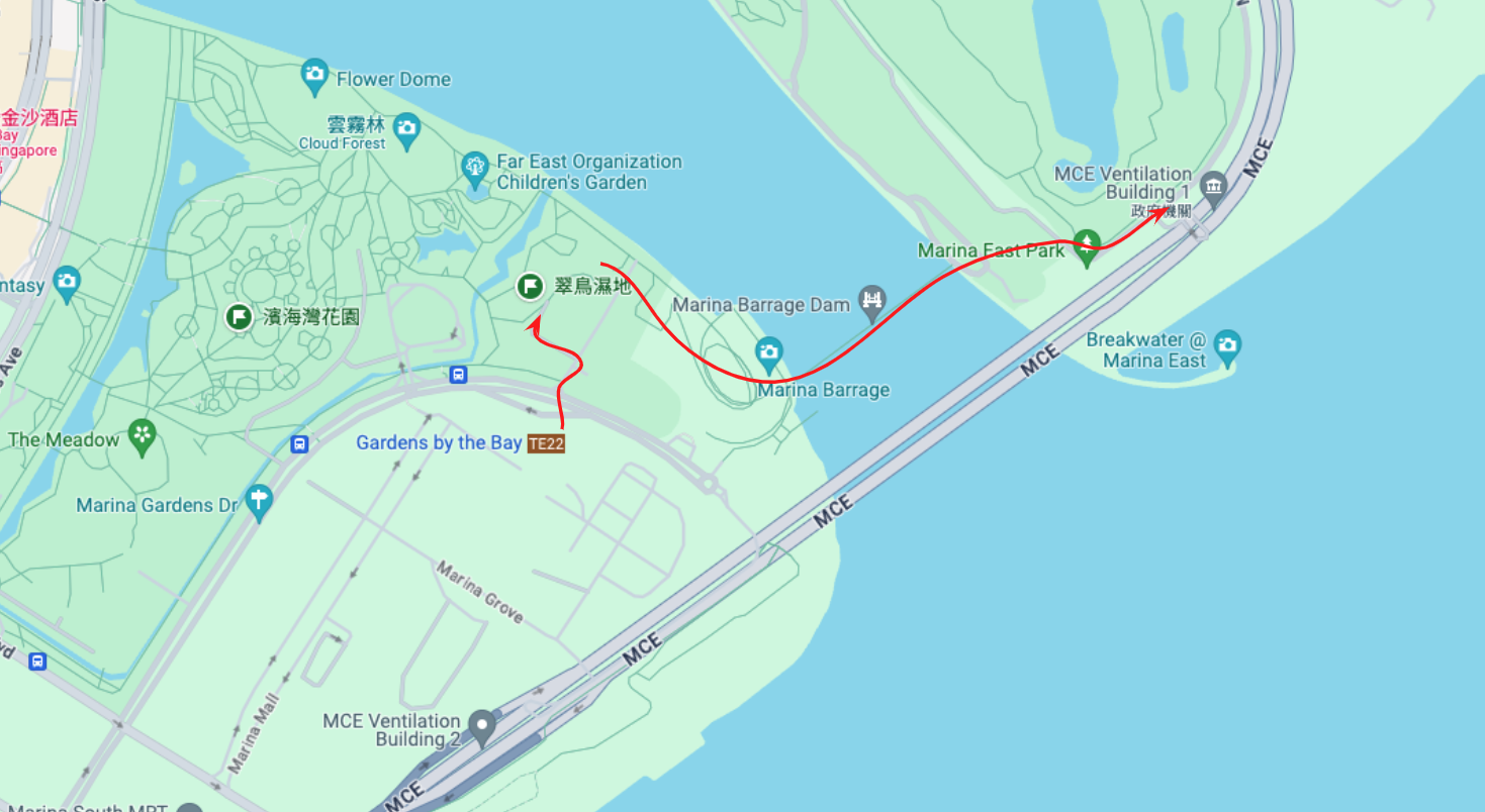 濱海灣花園賞鳥行走路線地圖