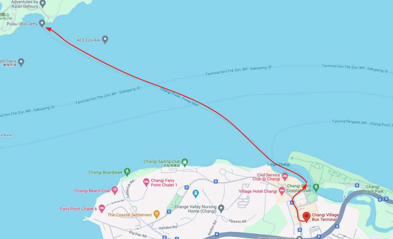 烏敏島渡船交通路線地圖