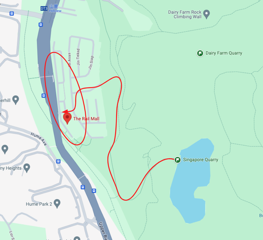 新加坡採石場周邊美食街與山景捷運站地圖