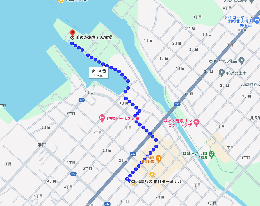 沿岸バス本社ターミナル到乘船處的路線