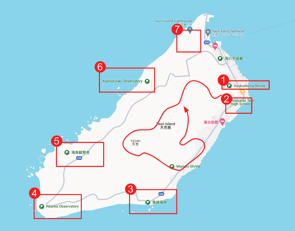 天売島七個賞鳥點地圖